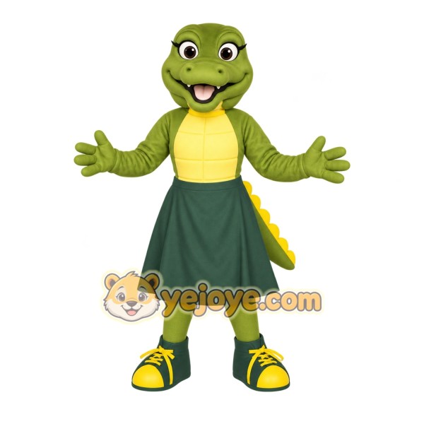 Green Yellow Female Alligator Mascot Costume Green Yellow Female Alligator Mascot Costume