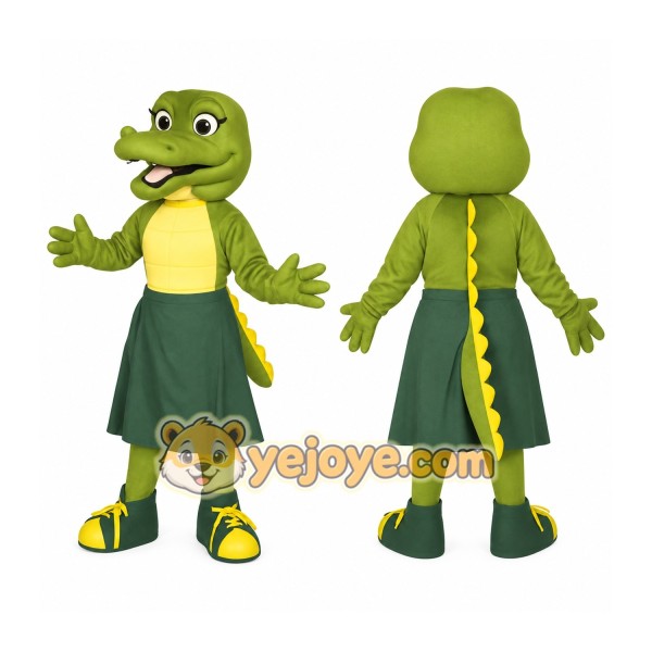 Green Yellow Female Alligator Mascot Costume