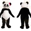 Black White Panda With Pink Bow Mascot Costume