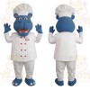 Blue White Hippopotamus Chef Mascot Costume