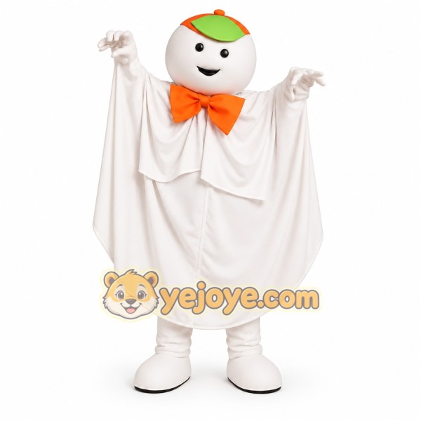 White Orange Green Ghost Mascot Costume