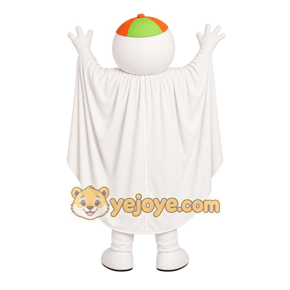 White Orange Green Ghost Mascot Costume