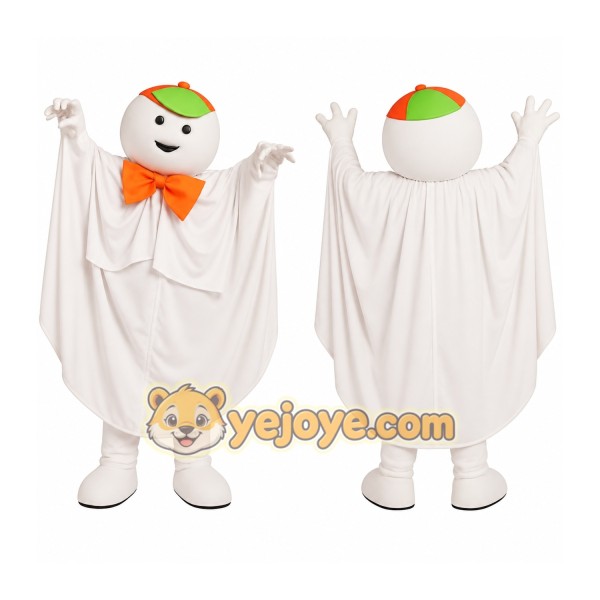 White Orange Green Ghost Mascot Costume
