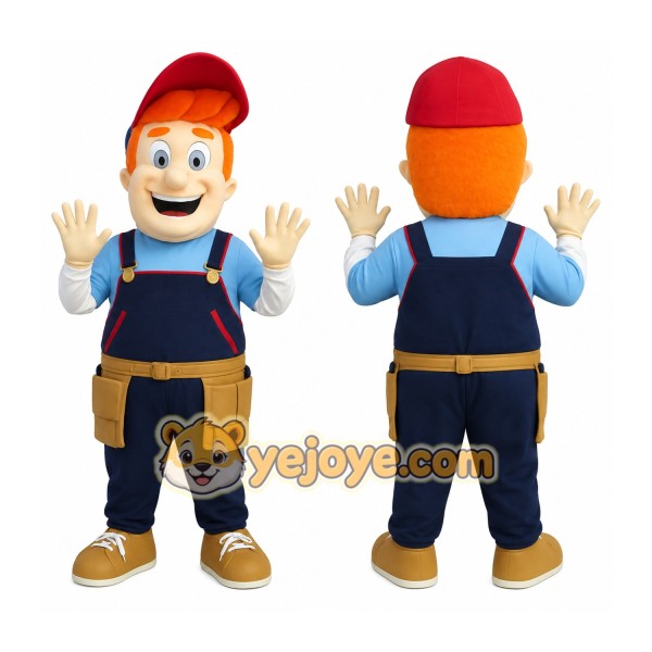 Navy Blue Red Handyman Mascot Costume