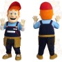 Navy Blue Red Handyman Mascot Costume