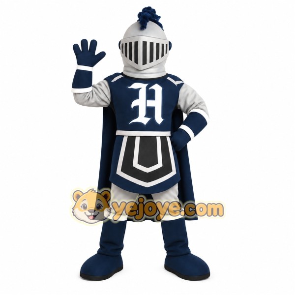 Navy Silver White Knight Mascot Costume
