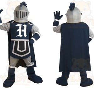 Navy Silver White Knight Mascot Costume