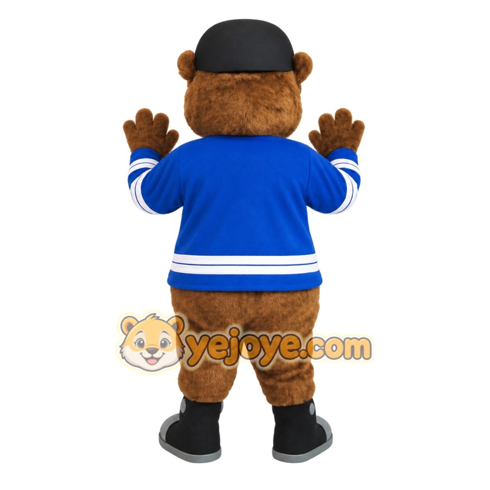 Brown Blue Ice Hockey Bear Mascot Costume Brown Blue Ice Hockey Bear Mascot Costume