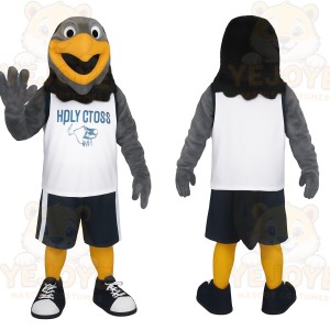 Gray Yellow Black White Eagle Mascot Costume