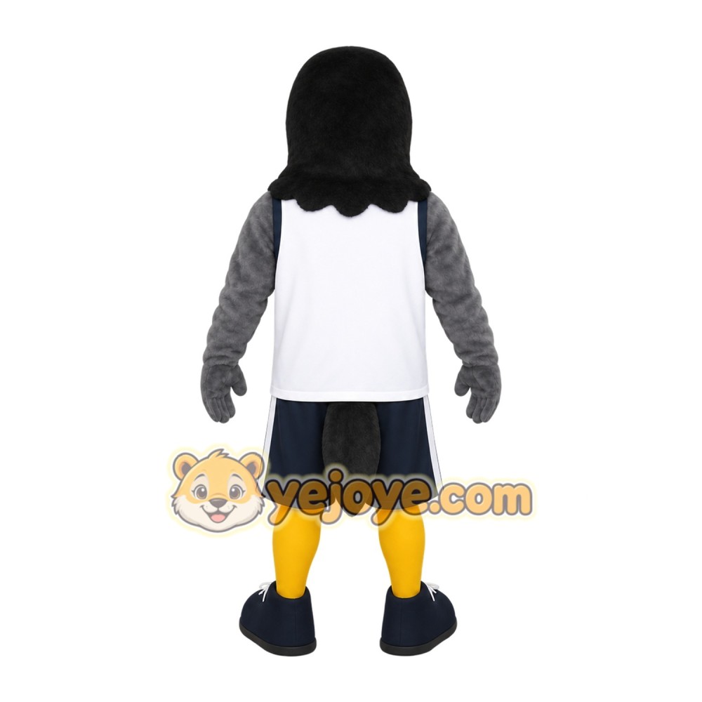 Gray Yellow Black White Eagle Mascot Costume Gray Yellow Black White Eagle Mascot Costume