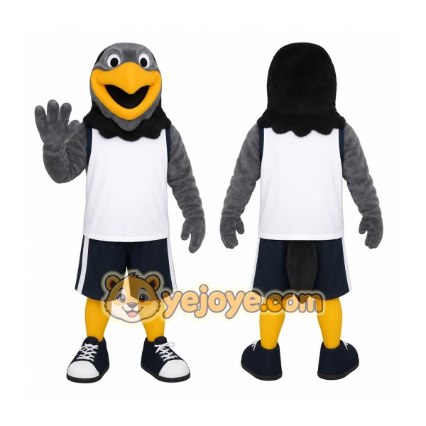 Gray Yellow Black White Eagle Mascot Costume