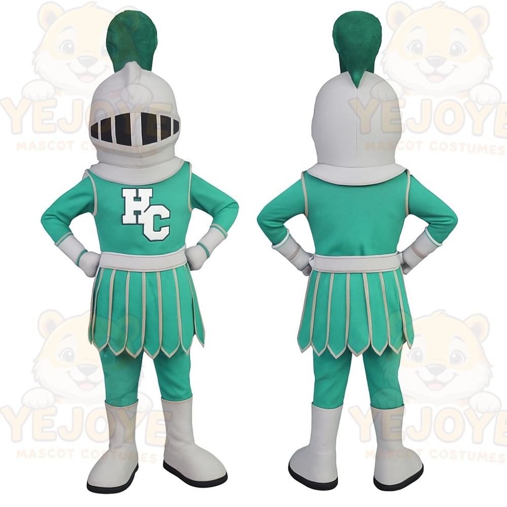 Teal White Medieval Knight Mascot Costume