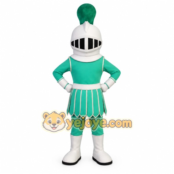 Teal White Medieval Knight Mascot Costume