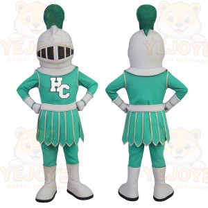 Teal White Medieval Knight Mascot Costume