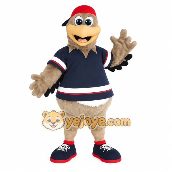 Tan Navy Red Baseball Eagle Mascot Costume