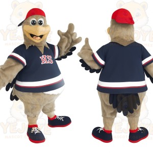 Tan Navy Red Baseball Eagle Mascot Costume