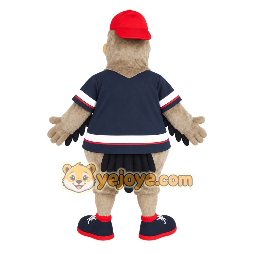 Tan Navy Red Baseball Eagle Mascot Costume