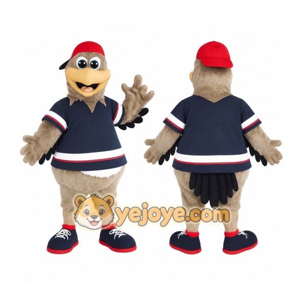 Tan Navy Red Baseball Eagle Mascot Costume