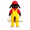 Black White Dog With Red Cap Yellow Overalls Mascot Costume Black White Dog With Red Cap Yellow Overalls Mascot Costume