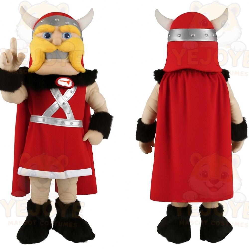 Red Silver Blond Viking Mascot Costume