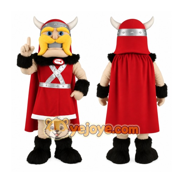 Red Silver Blond Viking Mascot Costume