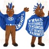 Brown Blue Superhero Horse Mascot Costume