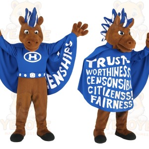 Brown Blue Superhero Horse Mascot Costume