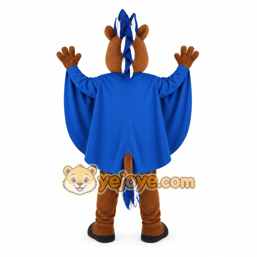 Brown Blue Superhero Horse Mascot Costume Brown Blue Superhero Horse Mascot Costume