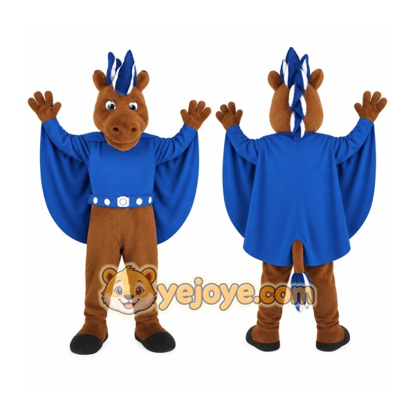 Brown Blue Superhero Horse Mascot Costume