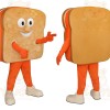 Tan Orange Smiling Bread Slice Mascot Costume