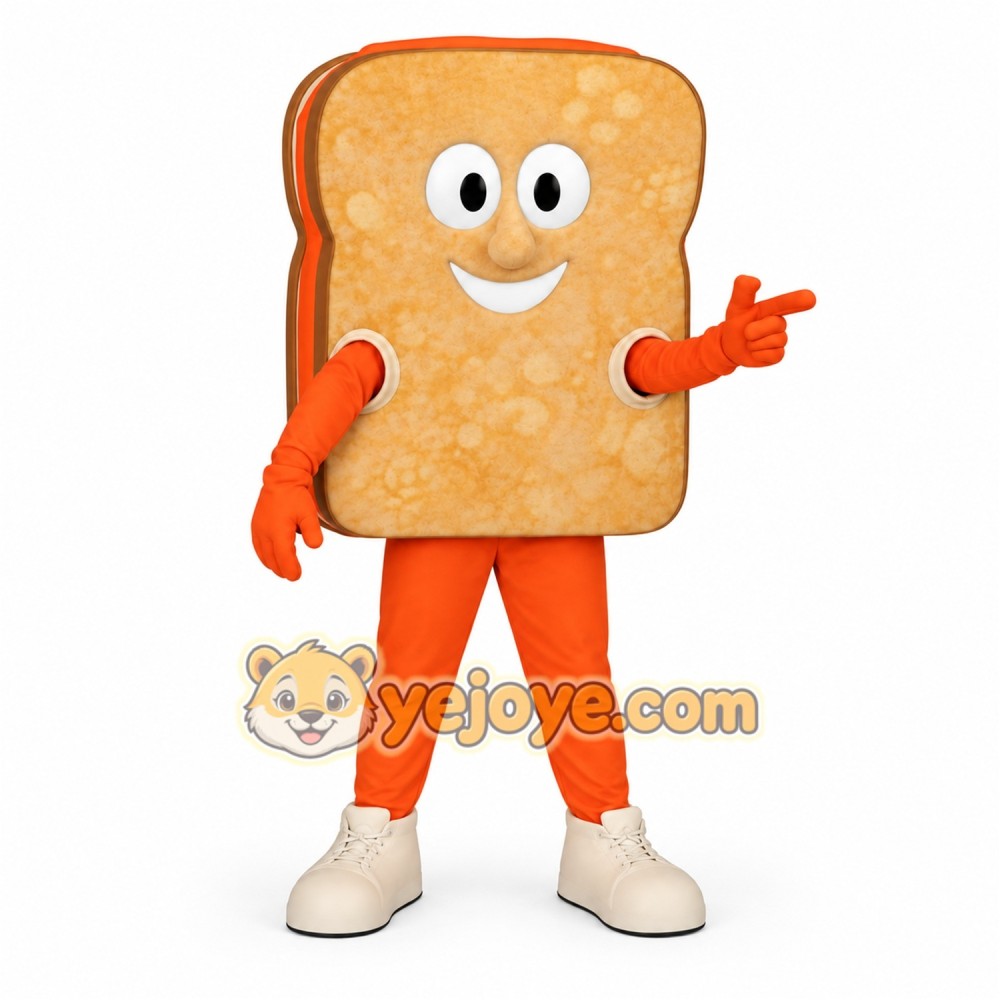 Tan Orange Smiling Bread Slice Mascot Costume Tan Orange Smiling Bread Slice Mascot Costume