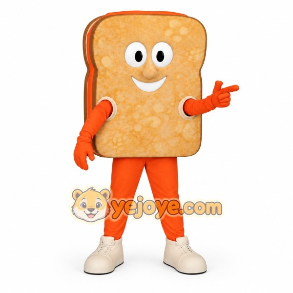 Tan Orange Smiling Bread Slice Mascot Costume Tan Orange Smiling Bread Slice Mascot Costume