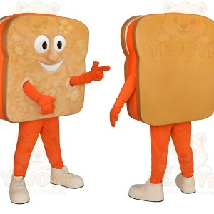 Tan Orange Smiling Bread Slice Mascot Costume