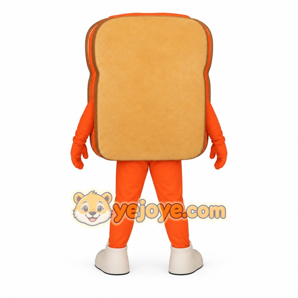 Tan Orange Smiling Bread Slice Mascot Costume Tan Orange Smiling Bread Slice Mascot Costume