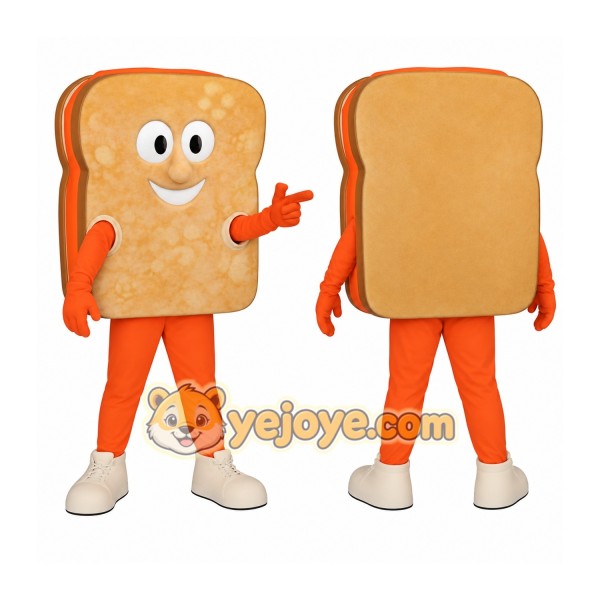 Tan Orange Smiling Bread Slice Mascot Costume