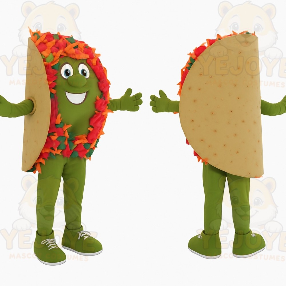 Green Tan Red Orange Taco Mascot Costume