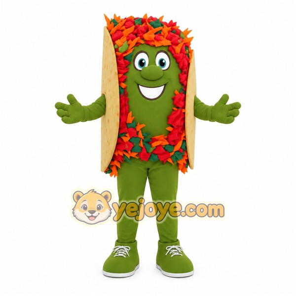 Green Tan Red Orange Taco Mascot Costume Green Tan Red Orange Taco Mascot Costume