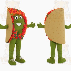 Green Tan Red Orange Taco Mascot Costume