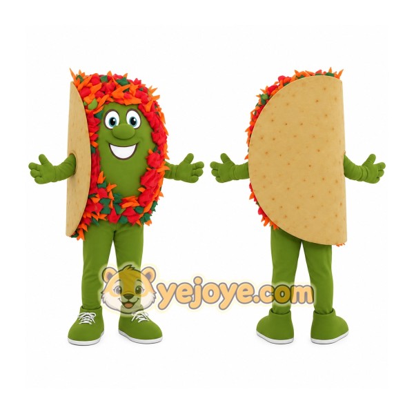 Green Tan Red Orange Taco Mascot Costume