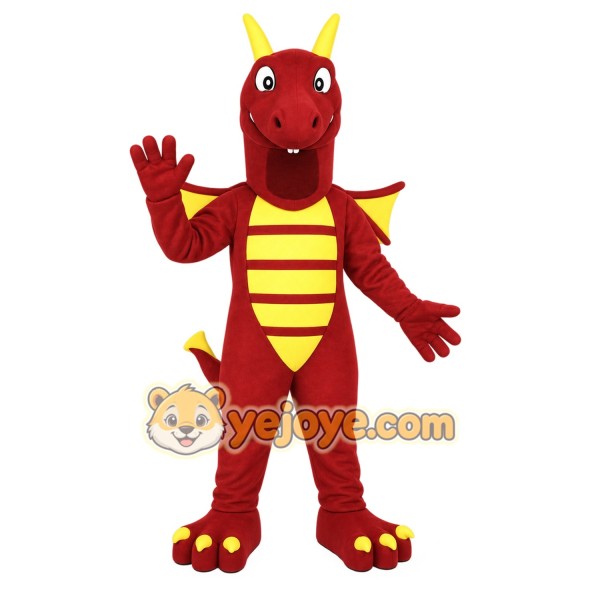 Red Yellow Horned Winged Dragon Mascot Costume Red Yellow Horned Winged Dragon Mascot Costume