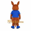 Brown Kangaroo With Blue Shirt Mascot Costume Brown Kangaroo With Blue Shirt Mascot Costume