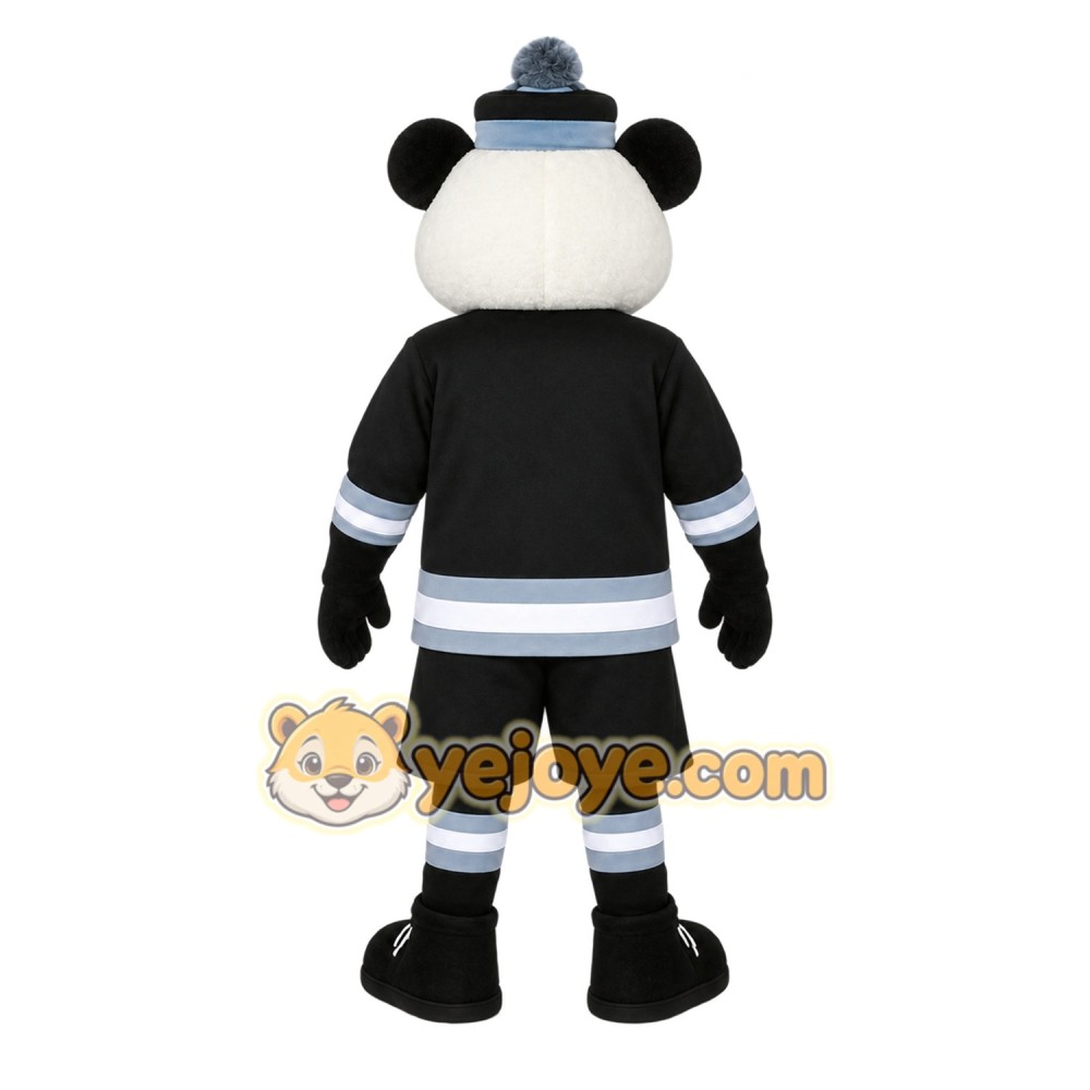 Black White Blue Hockey Panda Mascot Costume Black White Blue Hockey Panda Mascot Costume