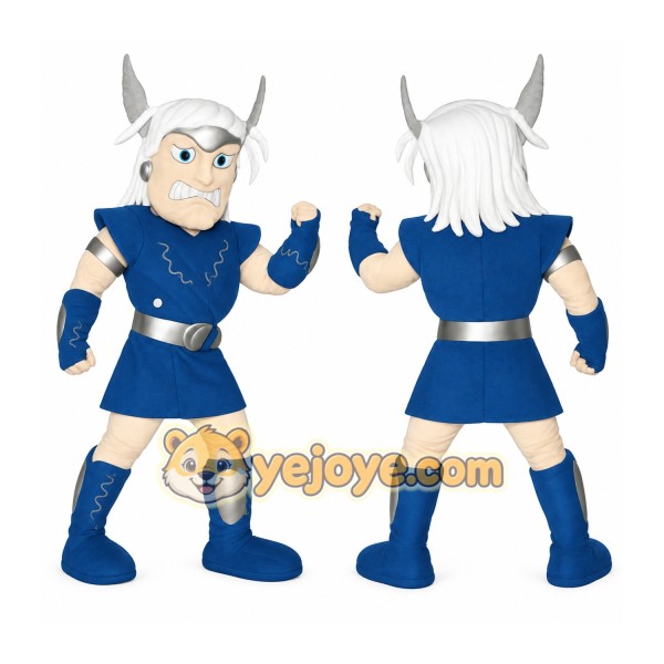 Blue White Silver Viking Mascot Costume