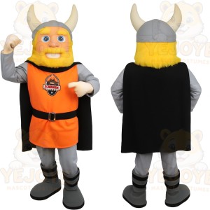 Orange Gray Black Bearded Viking Mascot Costume