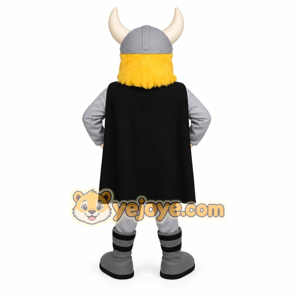 Orange Gray Black Bearded Viking Mascot Costume