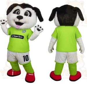 Black White Green Soccer Dog Mascot Costume