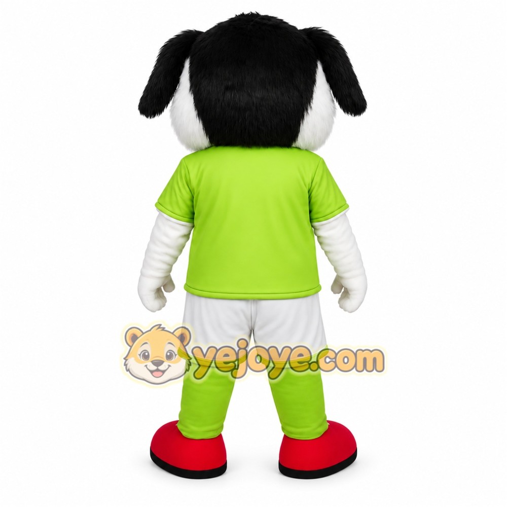 Black White Green Soccer Dog Mascot Costume Black White Green Soccer Dog Mascot Costume