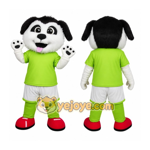 Black White Green Soccer Dog Mascot Costume