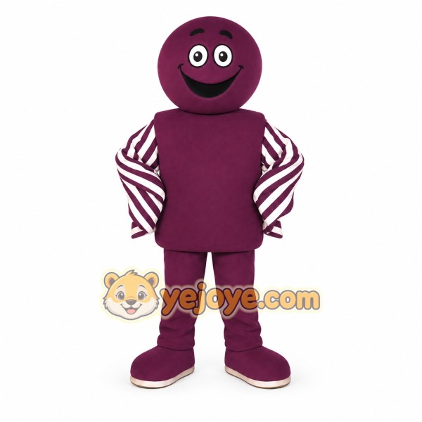 Purple White Smiling Character Mascot Costume