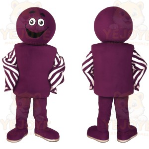 Purple White Smiling Character Mascot Costume